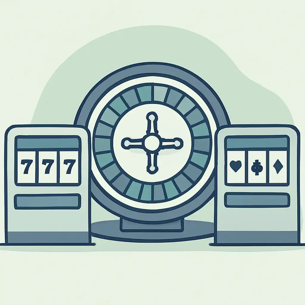 Illustration eines Roulette-Tisches und Spielautomaten bei Atefia Kasino
